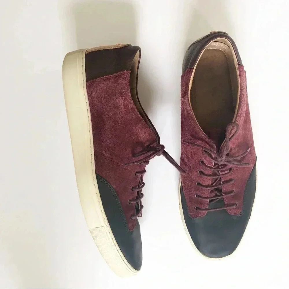 TCG Cooper Mens Suede Sneaker Leather Low Top AW15 Burgundy Size 46
